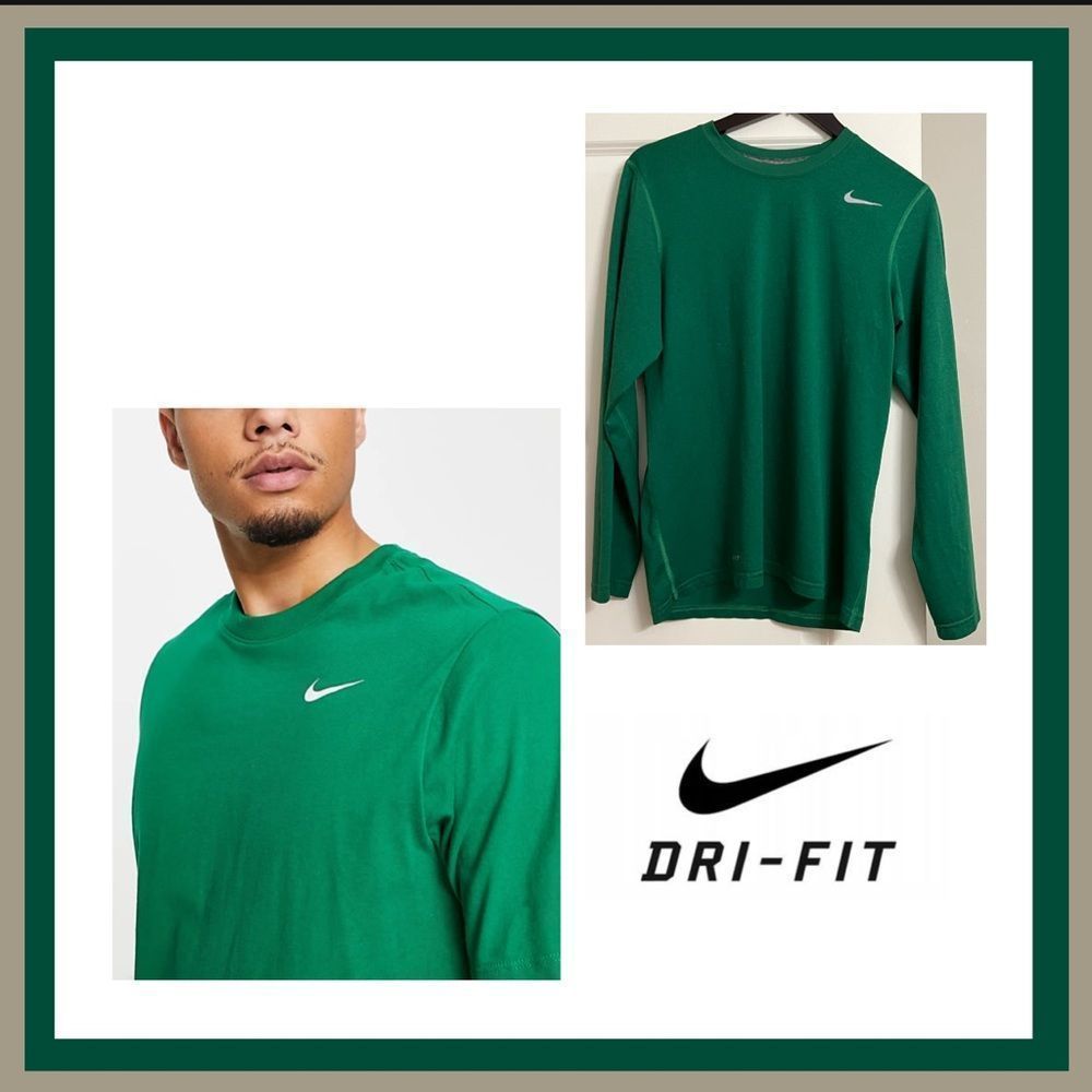 NWT Nike Dri-Fit Crewneck Green Sweat-Wicking Odor Resistant Athletic Top Sz S